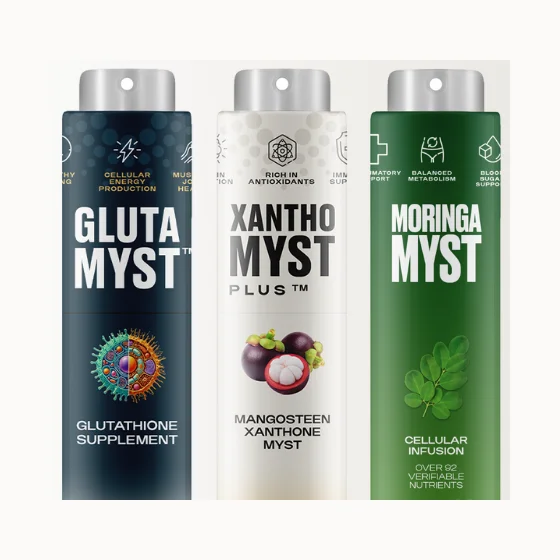 xosialX Myst Trio: GlutaMyst, XanthoMyst and MoringaMyst oral sprays